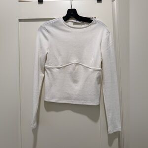 Petal and Pup Ribbed White Long sleeve top